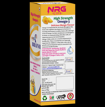 NRG Life Brainii High Strength Omega 3 Syrup Mango