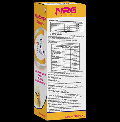 NRG Life Brainii High Strength Omega 3 Syrup Mango