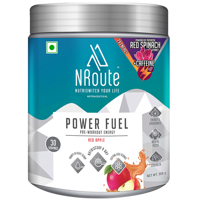 Nroute Power Fuel Pre-Workout Energy Powder Red Apple - Classic Derma