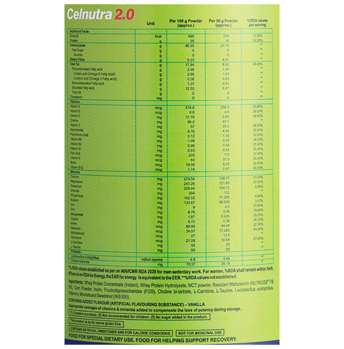 Nucgnex Celnutra 2.0 Whey Protein with Omega 3, Glutamine, Pre & Probiotics | Flavour Powder Creamy Vanilla