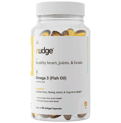 Nudge Omega 3 (Fish Oil) Softgel Capsule for Healthy Heart, Joint & Brain - Classic Derma