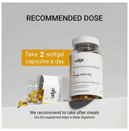 Nudge Omega 3 (Fish Oil) Softgel Capsule for Healthy Heart, Joint & Brain