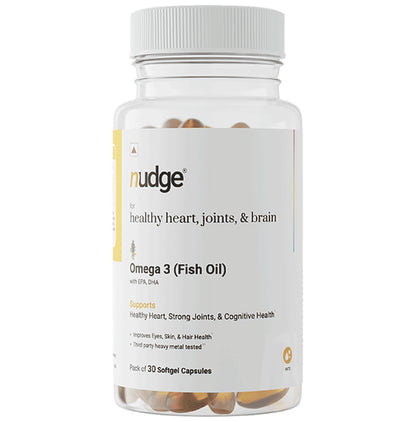 Nudge Omega 3 (Fish Oil) Softgel Capsule for Healthy Heart, Joint & Brain - Classic Derma