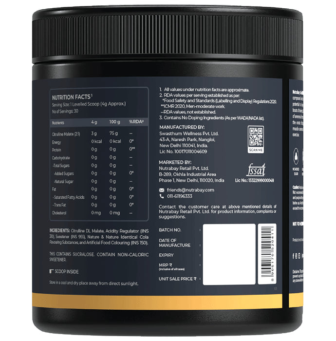 Nutrabay Gold Citrulline Malate Powder Cola