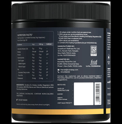 Nutrabay Gold Citrulline Malate Powder Lemon