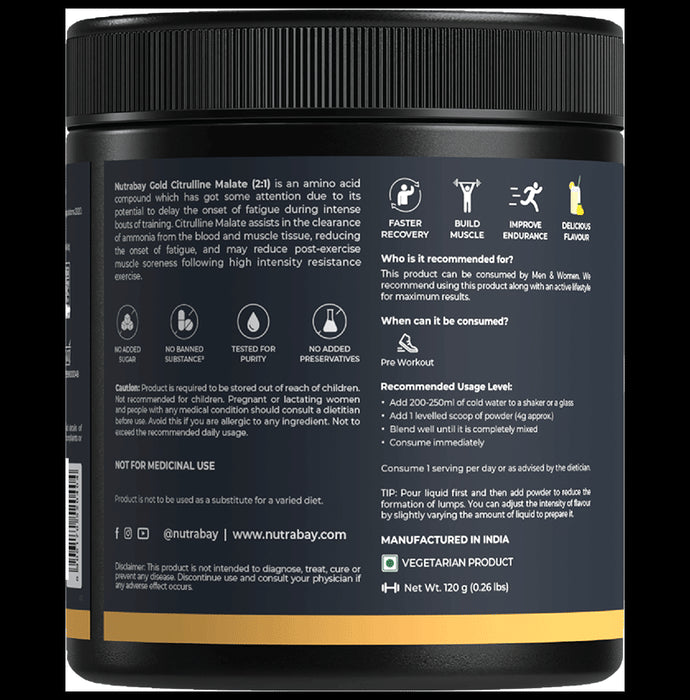 Nutrabay Gold Citrulline Malate Powder Lemon