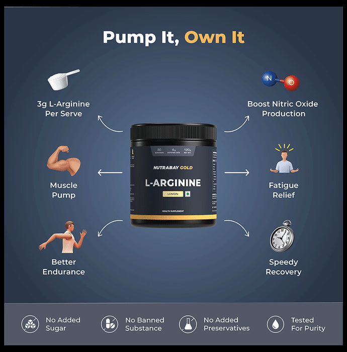 Nutrabay Gold L-Arginine Powder Lemon