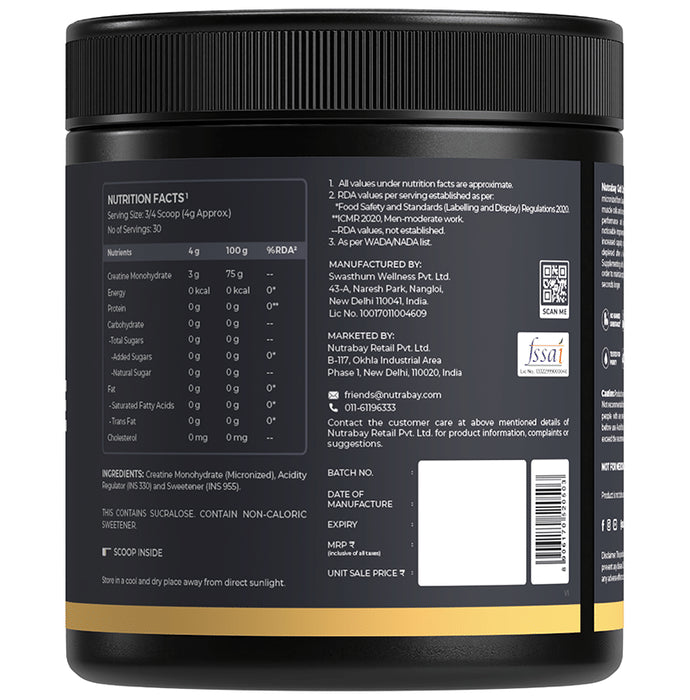 Nutrabay Gold Micronized Creatine Monohydrate Powder Lemon