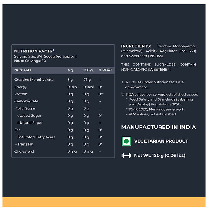 Nutrabay Gold Micronized Creatine Monohydrate Powder Lemon