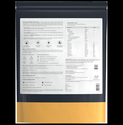 Nutrabay Gold Mighty Mass Gainer for Energy & Muscle Building | Flavour Powder Kesar Kulfi