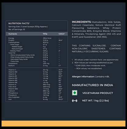 Nutrabay Gold Mighty Mass Gainer for Energy & Muscle Building | Flavour Powder Kesar Kulfi