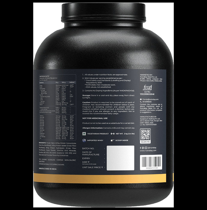 Nutrabay Gold Tri-Blend Whey Protein for Muscle Recovery & Immunity | No Added Sugar | Flavour Powder Double Chocolate