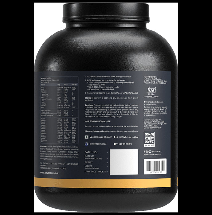 Nutrabay Gold Tri-Blend Whey Protein for Muscle Recovery & Immunity | No Added Sugar | Flavour Powder Mango Milkshake