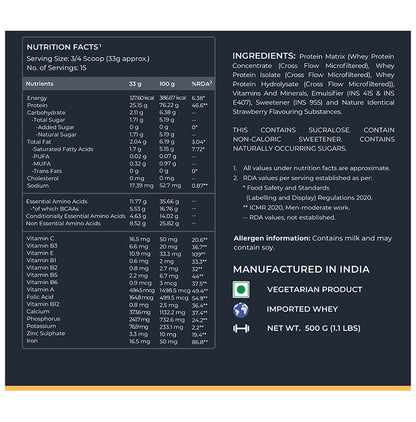 Nutrabay Gold Tri-Blend Whey Protein for Muscle Recovery & Immunity | No Added Sugar | Flavour Strawberry Milkshake
