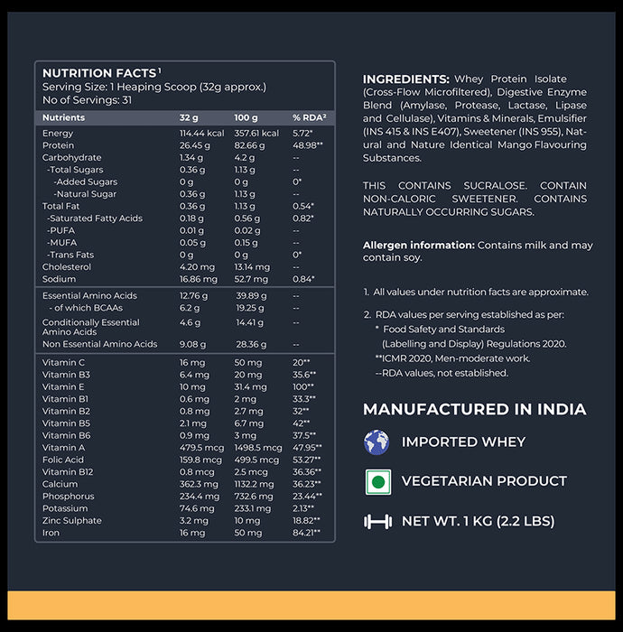 Nutrabay Isolate Whey Protein Powder Mango