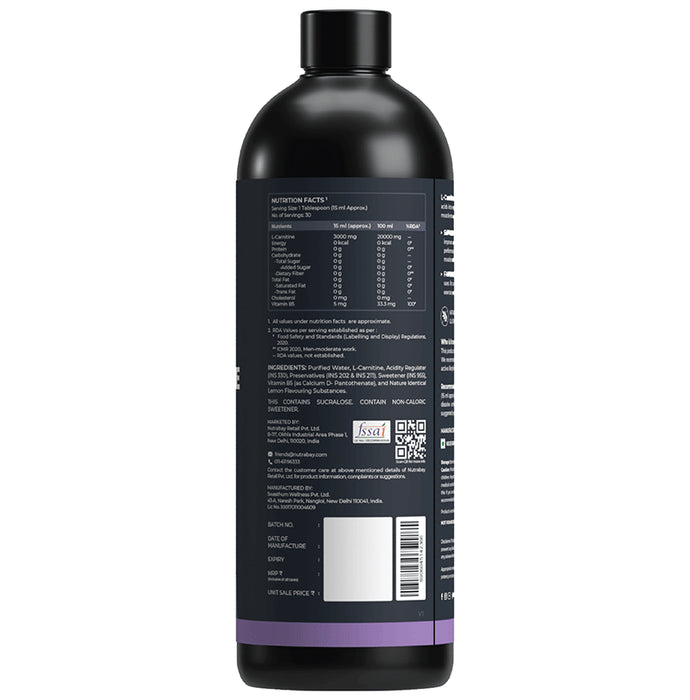 Nutrabay Pro Liquid L-Carnitine + Vitamin B5 Lemon