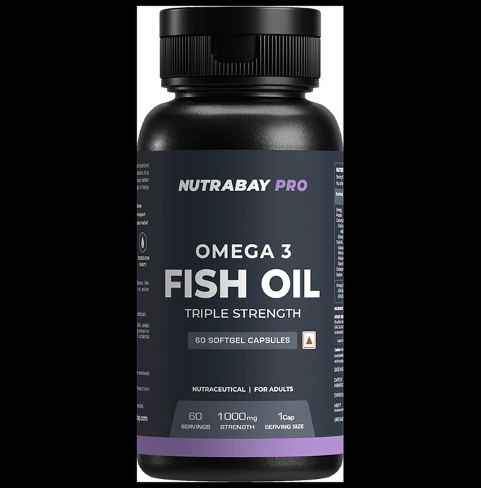 Nutrabay Pro Omega 3 Triple Strength Fish Oil | For Healthy Heart, Joints, Mood & Skin | Capsule - Classic Derma