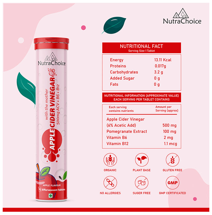 NutraChoice Apple Cider Vinegar Effervescent Tablet with the Mother (15 Each)