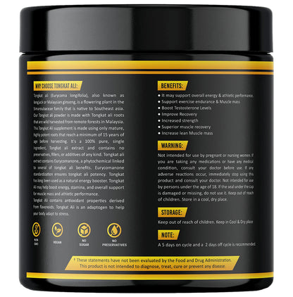 Nutracology Longjack Tongkat Ali Extract Powder | For Strength, Stamina & Energy