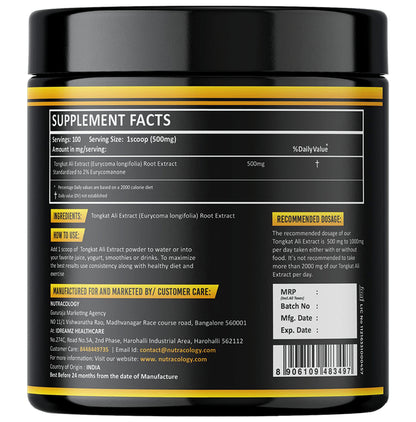 Nutracology Longjack Tongkat Ali Extract Powder | For Strength, Stamina & Energy