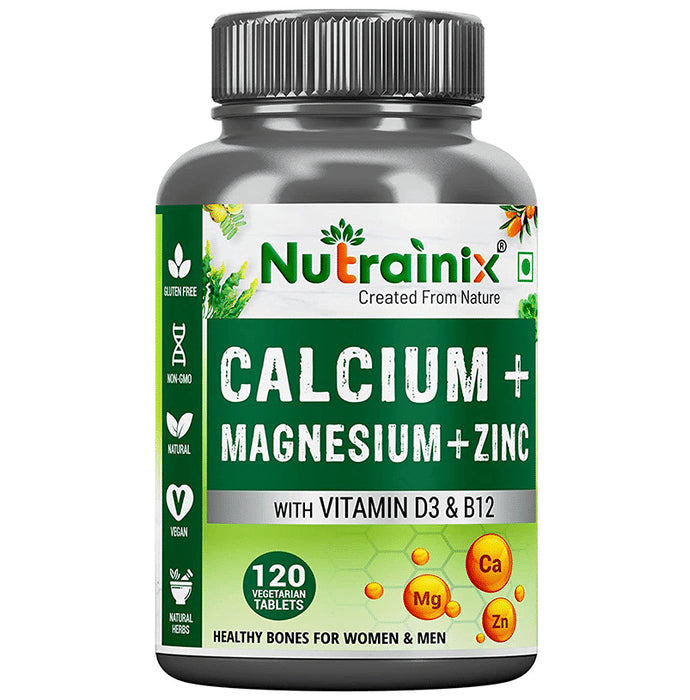 Nutrainix Calcium, Magnesium & Zinc with Vitamin D3 & B12 Vegetarian Tablet - Classic Derma