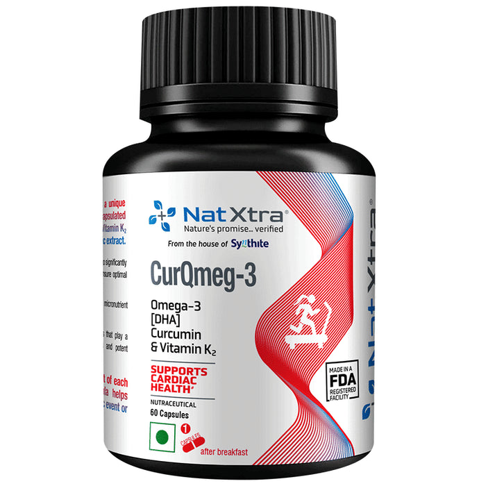NatXtra CurQmeg 3 Vegan Omega 3 Curcumin & Vitamin K2 Supports Cardiac Health Capsule - Classic Derma