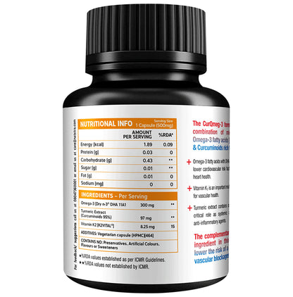 NatXtra CurQmeg 3 Vegan Omega 3 Curcumin & Vitamin K2 Supports Cardiac Health Capsule