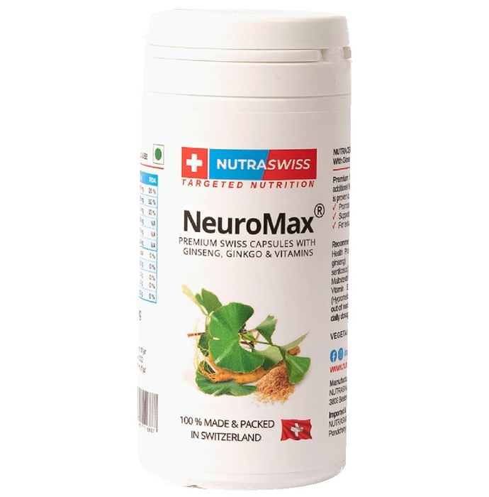 Nutraswiss NeuroMax with Ginseng, Ginkgo & Vitamins | For Nervous System | Capsule - Classic Derma