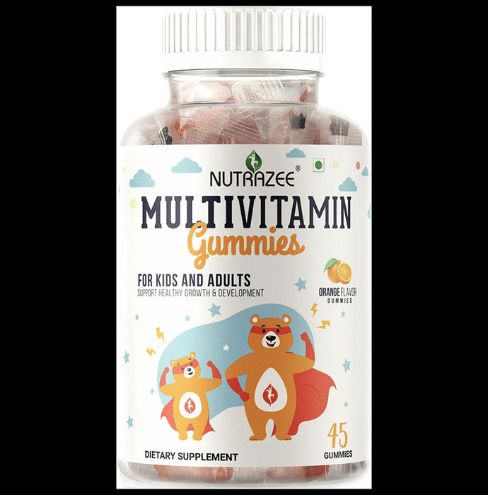 Nutrazee Multivitamin | Gummies for Kids & Adults | Supports Healthy Growth & Development | Flavour Orange - Classic Derma