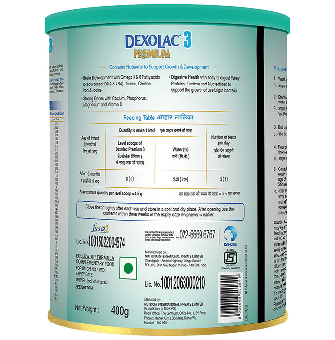 Dexolac Premium 3 Follow-Up Formula | For Immunity, Brain Development, Bones & Digestion | Powder
