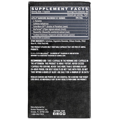 Nutrex Research Lipo 6 Hardcore Capsule