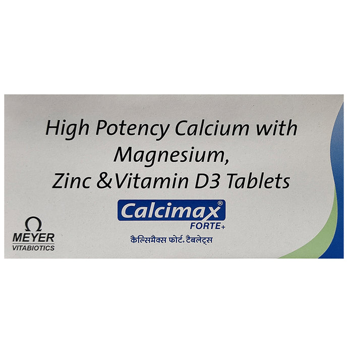 Calcimax Forte+ Calcium Tablet with Magnesium, Zinc & Vitamin D3 | Nutrition Formula with Essential Minerlas | For Bone, Joint & Muscle Care - Classic Derma