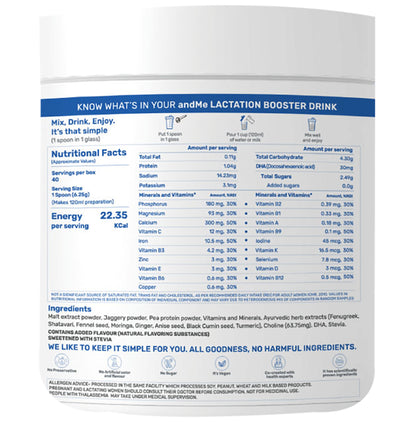 Andme Plant Based Lactation Booster Powder Caramel