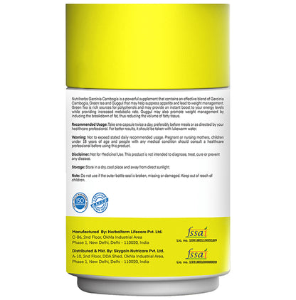Nutriherbs Garcinia Cambogia Herbs 800mg (70% HCA) Veggie Capsule