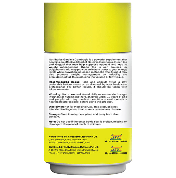 Nutriherbs Garcinia Cambogia Herbs 800mg (70% HCA) Veggie Capsule