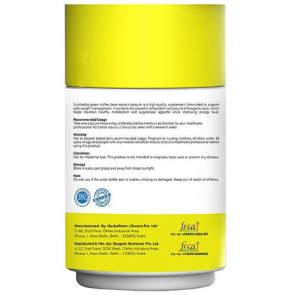 Nutriherbs Green Coffee Bean Herbs for Weight Management & Metabolism | Capsule