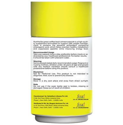 Nutriherbs Green Coffee Bean Herbs for Weight Management & Metabolism | Capsule