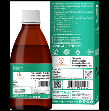 Nutrileague Omega 3 Fish Oil 600mg Syrup for Brain, Heart & Immunity