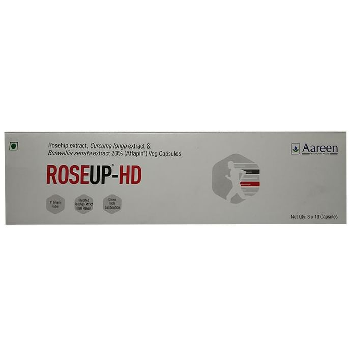 Roseup-Hd Veg Capsule with Rosehip, Curcuma Longa & Boswellia Serrata - Classic Derma