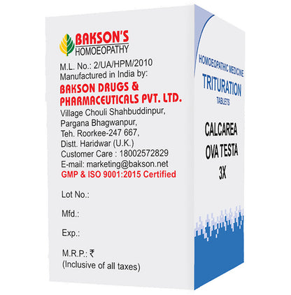 Bakson's Homeopathy Calcarea Ova Testa Trituration Tablet 3X