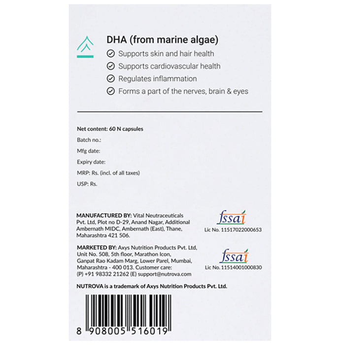 Nutrova Complete Omega 3 | With DHA from Marine Algae for Joints Health | Capsule