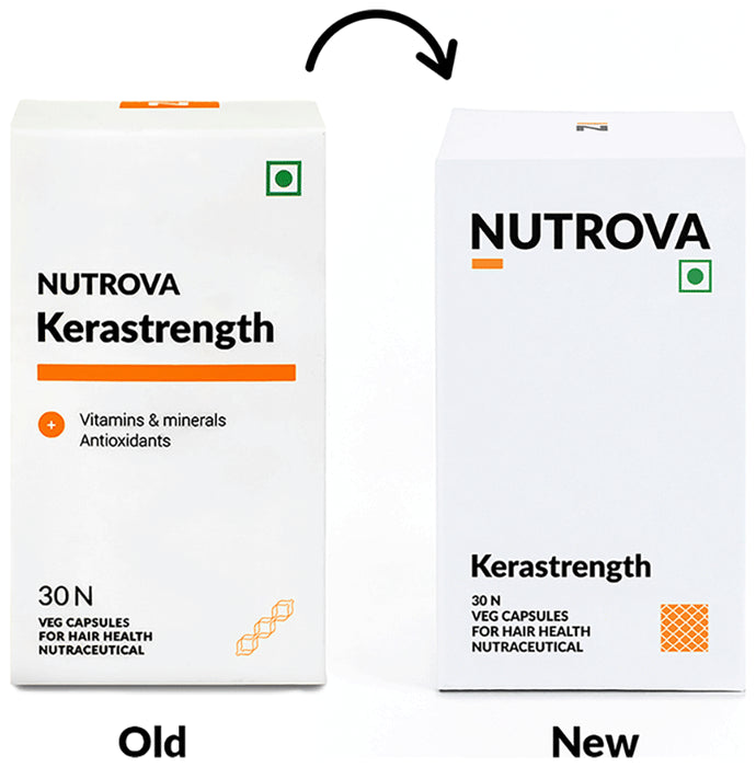 Nutrova Kerastrength with Vitamins, Minerals & Antioxidants | Veg Capsule for Hair Health