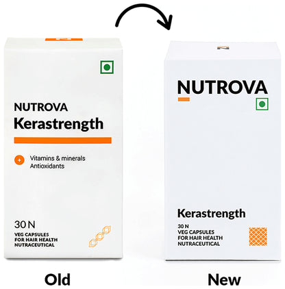 Nutrova Kerastrength with Vitamins, Minerals & Antioxidants | Veg Capsule for Hair Health