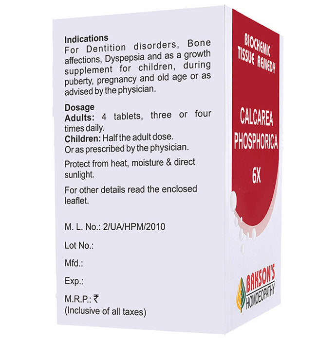Bakson's Homeopathy Calcarea Phosphorica Biochemic Tablet 6X