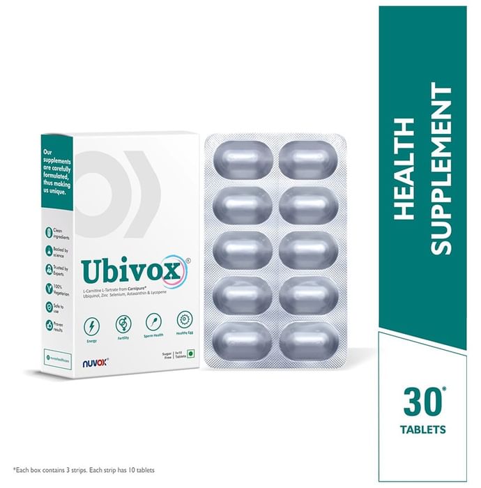 Nuvox Ubivox with L-Carnitine L-Tartrate for Energy & Fertility | Tablet Sugar Free