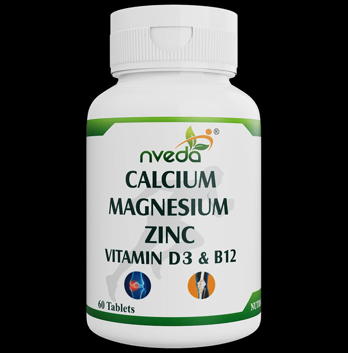 Nveda Calcium Magnesium Zinc | With Vitamin D3 & B12 for Bones, Muscles & Joint Health | Tablet - Classic Derma