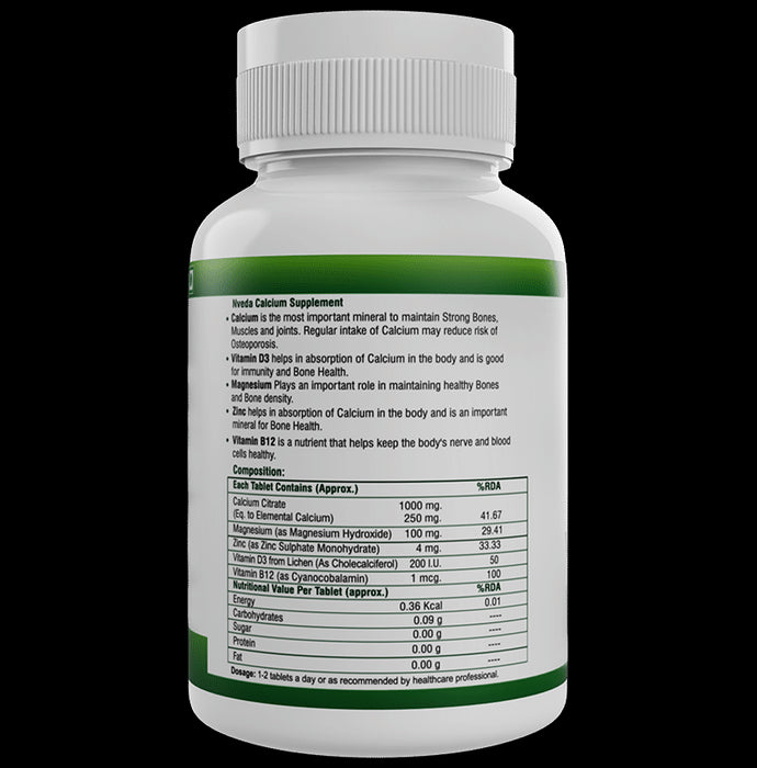 Nveda Calcium Magnesium Zinc | With Vitamin D3 & B12 for Bones, Muscles & Joint Health | Tablet