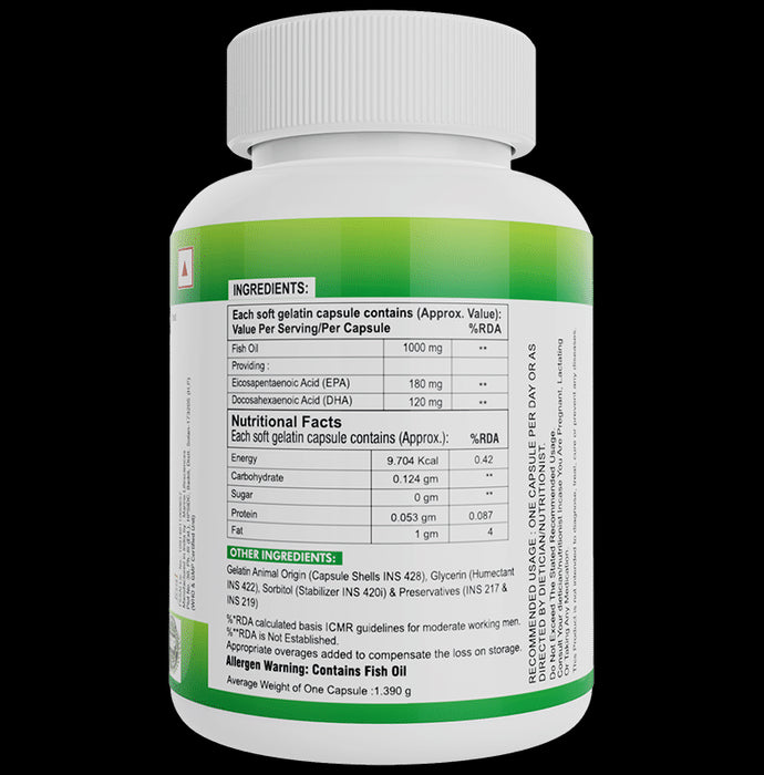 Nveda Omega 3 with EPA & DHA for Heart, Brain & Joint Health | Soft Gelatin Capsule