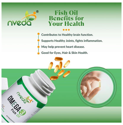 Nveda Omega 3 with EPA & DHA for Heart, Brain & Joint Health | Soft Gelatin Capsule