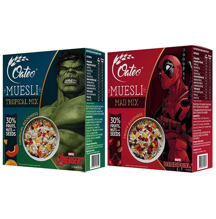 Oateo Combo Pack of Muesli Topical Mix & Muesli Mad Mix (400gm Each) - Classic Derma